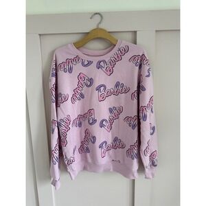 Barbie Hybrid Apparel Pink All Over Print Logo Crewneck Sweatshirt Womens XL